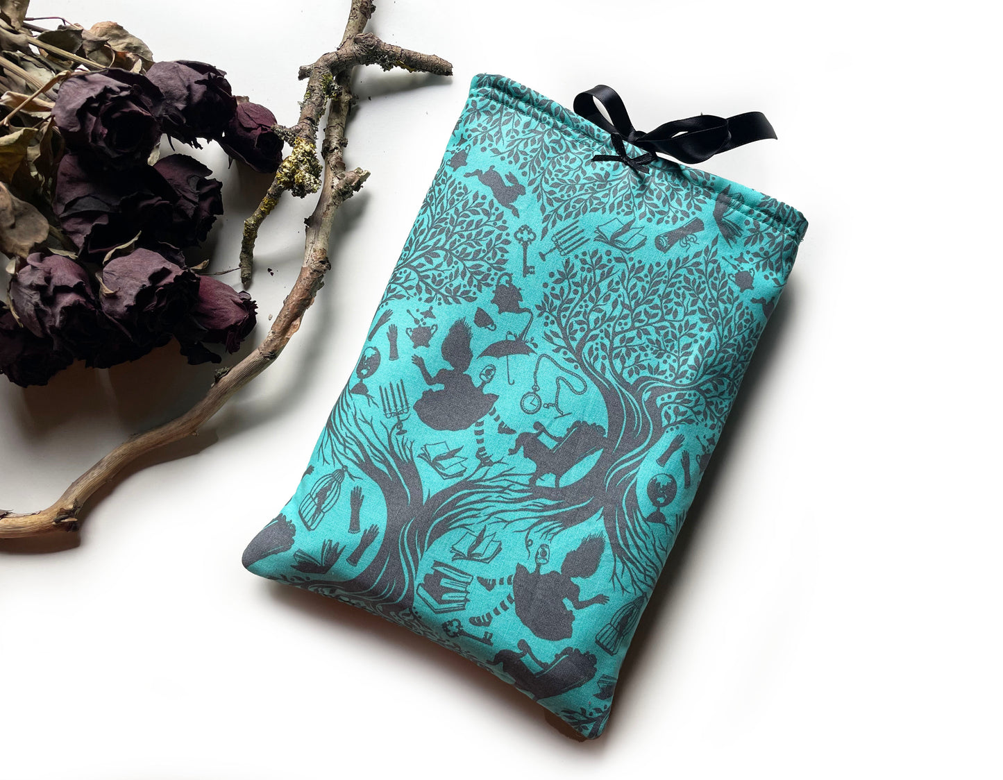 Buchtasche Buchhülle Alice im Wunderland türkis A5