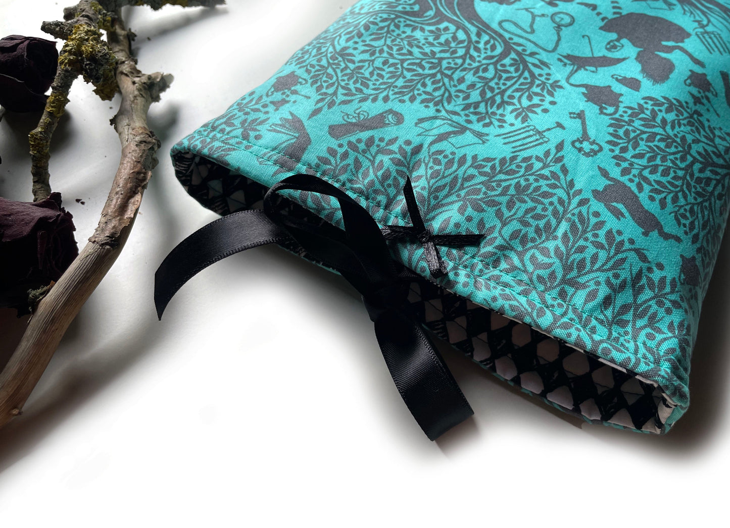 Buchtasche Buchhülle Alice im Wunderland türkis A5