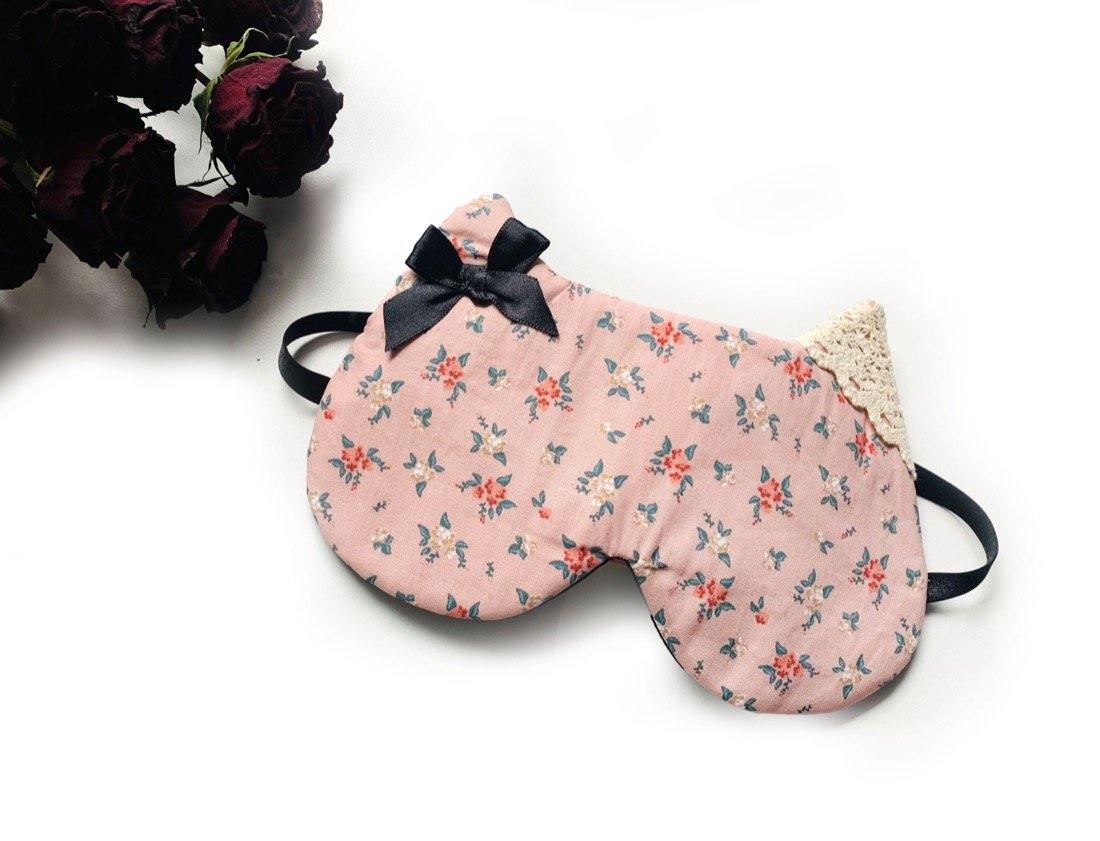 Schlafmaske Cottagecore rosa Rosen vintage Spitze