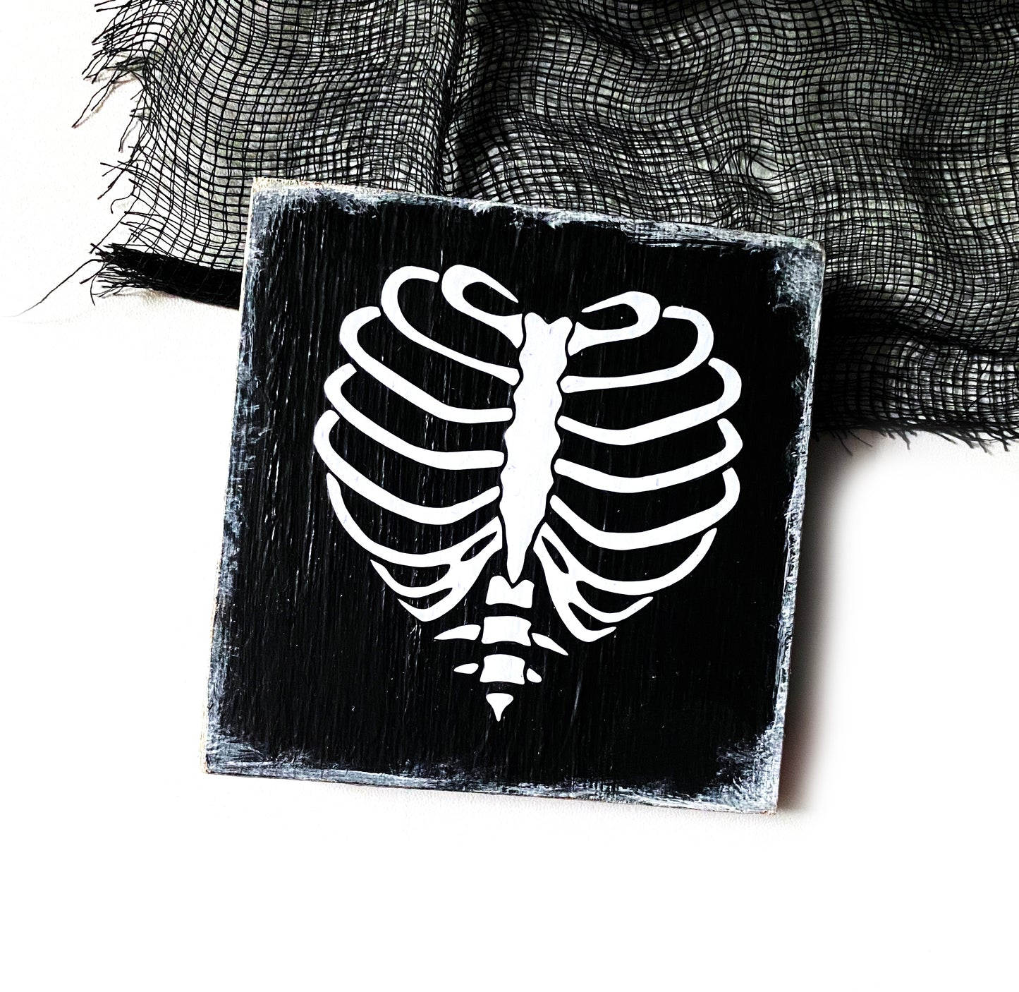 Mini Holzschild Halloween Ripcage Heart Spooky Farmhouse