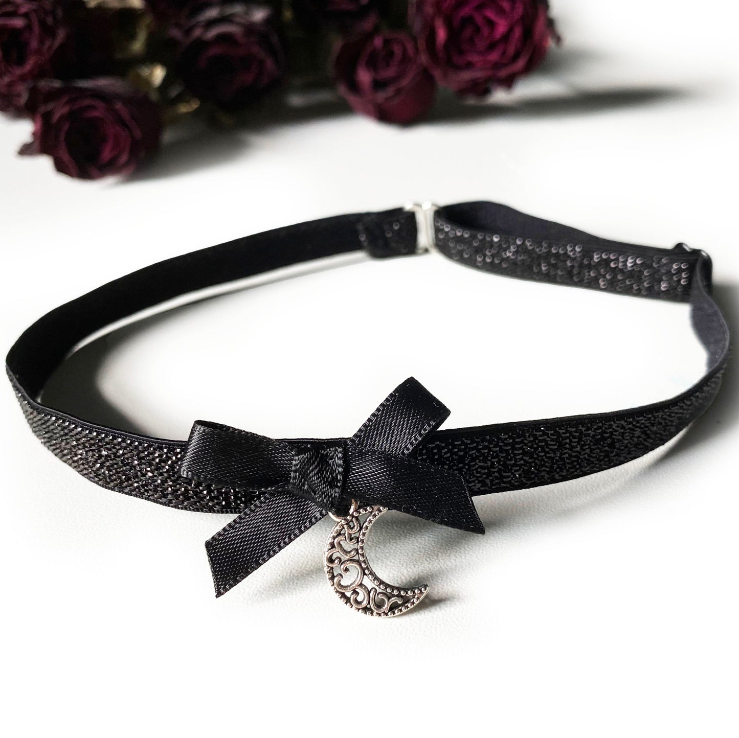 Choker Celestial Moon Halsband Glitzer schwarz