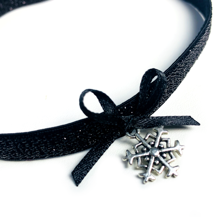 Choker Schneeflocke Halsband Glitzer schwarz - Madness United Shop