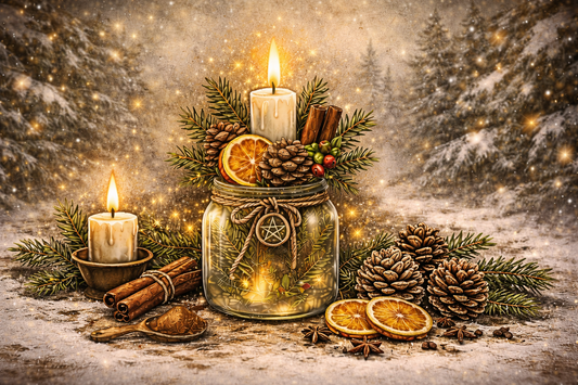 A Mini Yule Altar in a Jar