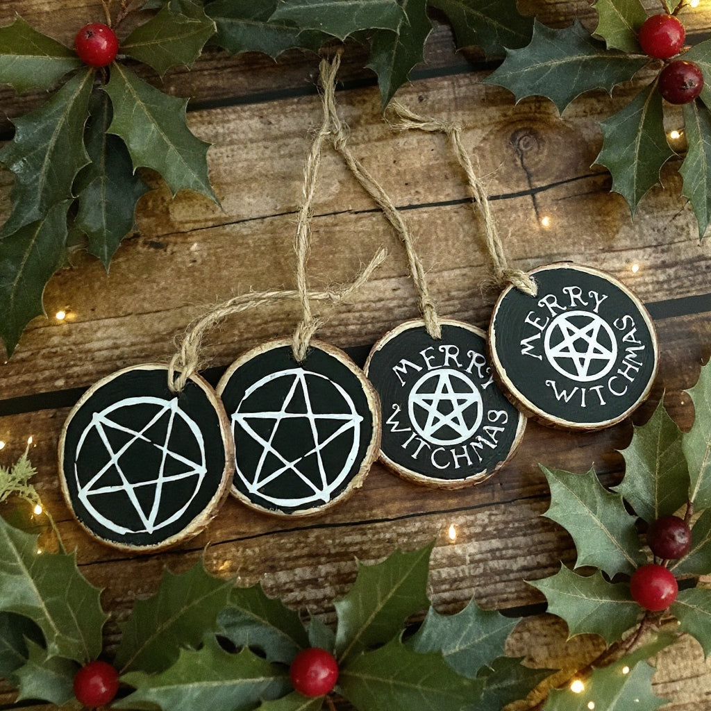 Creepmas Holz Ornament Anhänger Pentagram Witchmas