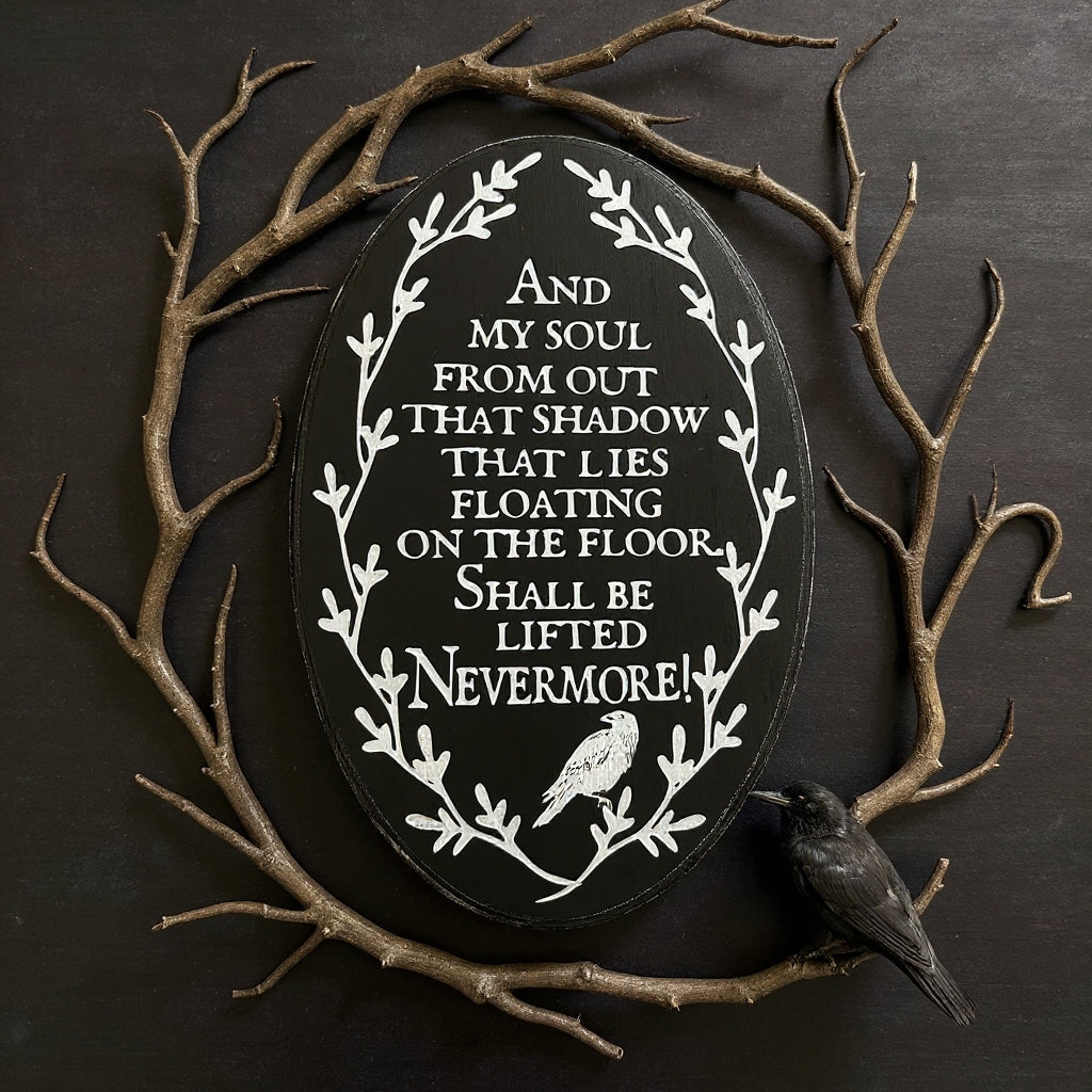 Holzschild Wanddeko THE RAVEN Nevermore