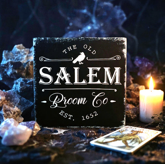 Holzschild Salem Broom Co Dekoschild Farmhouse schwarz