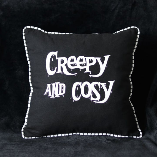 Kissen Creepy and cozy gothic schwarz weiß