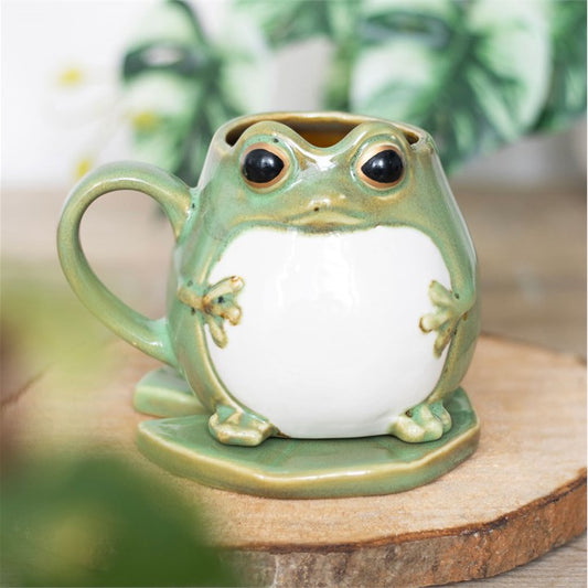 Tasse Frosch mit Seerosenblatt cottagecore