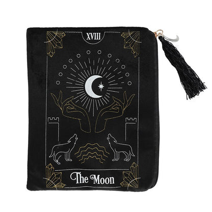 Kosmetiktasche The Moon Tarotkarte Samt schwarz