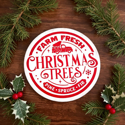 Holzschild Farm fresh christmas trees