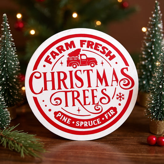 Holzschild Farm fresh christmas trees