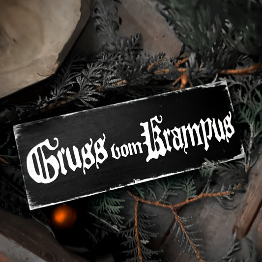 Creepmas Holzschild Gruss vom Krampus