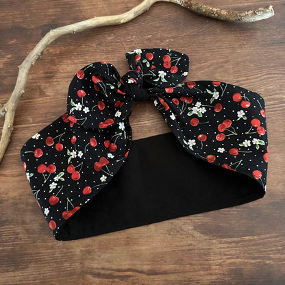 Haarband Rockabilly Cherry Love schwarz mit Kirschen