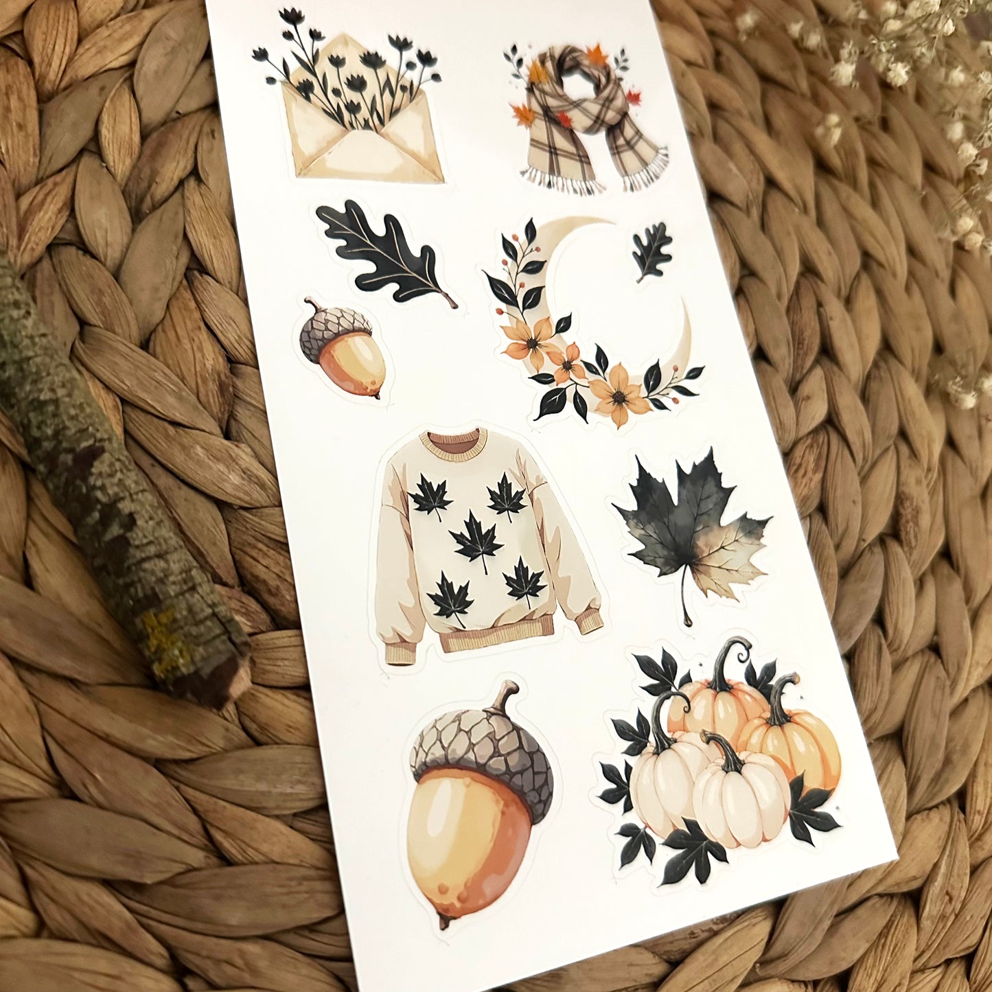 Stickerbogen Herbstliebe beige schwarz