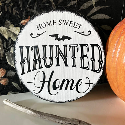 Holzschild Halloween Farmhouse Home sweet haunted home