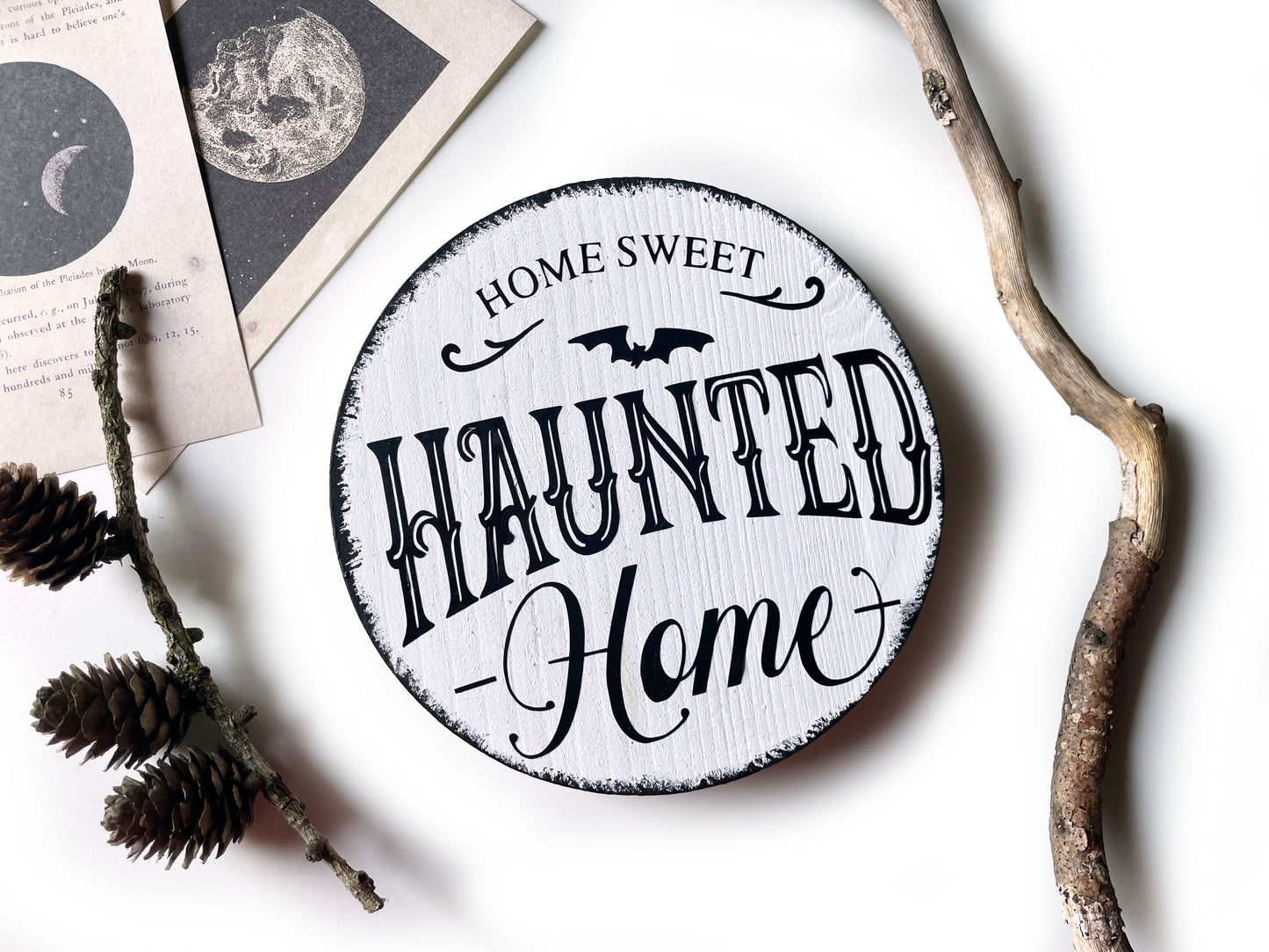 Holzschild Halloween Farmhouse Home sweet haunted home