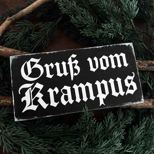 Creepmas Holzschild Gruss vom Krampus