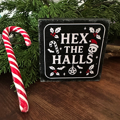 Mini Holzschild Hex the halls Creepmas