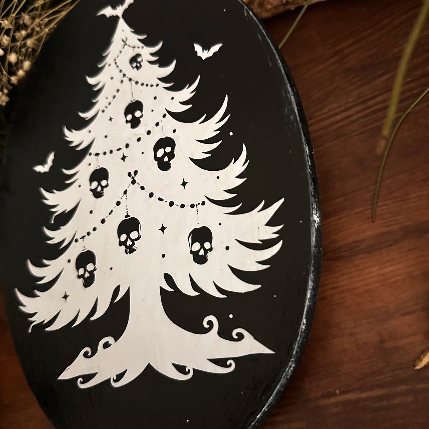 Holzschild Wanddeko Gothic Christmas Tree