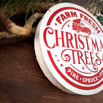 Holzschild Farm fresh christmas trees