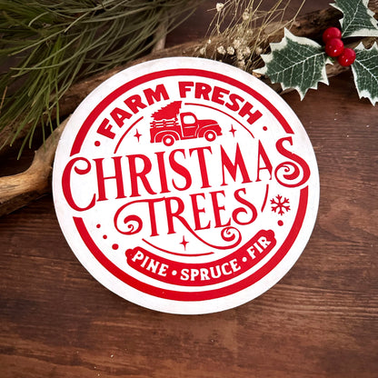 Holzschild Farm fresh christmas trees