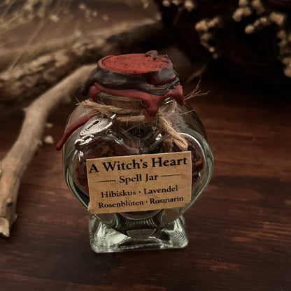 A Witch’s Heart – Spell Jar | Valloween Deko mit Hibiskus, Lavendel & Rosenblüten
