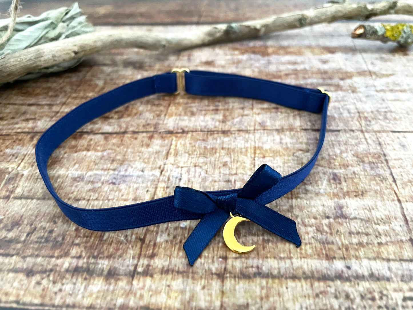 Choker Celestial Moon Halsband dunkelblau gold