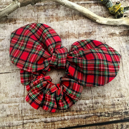 Scrunchie mit Schleife Tartan Haargummi Schottenkaro