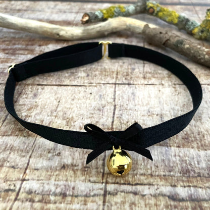 Choker Glöckchen Halsband schwarz gold