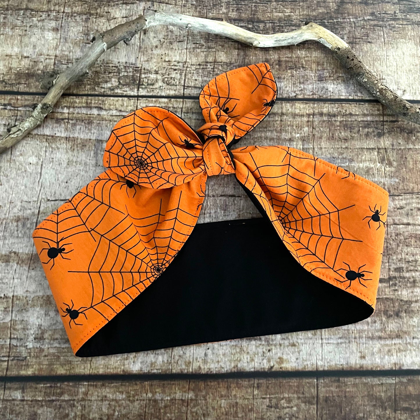 Rockabilly Haarband Halloween orange Spinnennetz