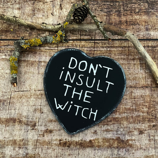 Holzschild Herz Don't insult the witch