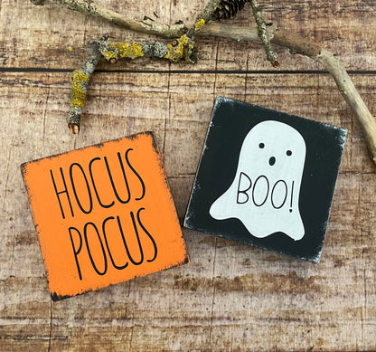 Holzschild mini Halloween BOO & HOCUSPOCUS