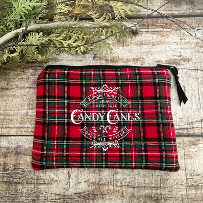 Kosmetiktasche Tartan Candy Cane Schottenkaro rot