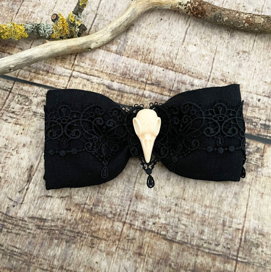 Haarschleife Vogelschädel Haarspange gothic schwarz