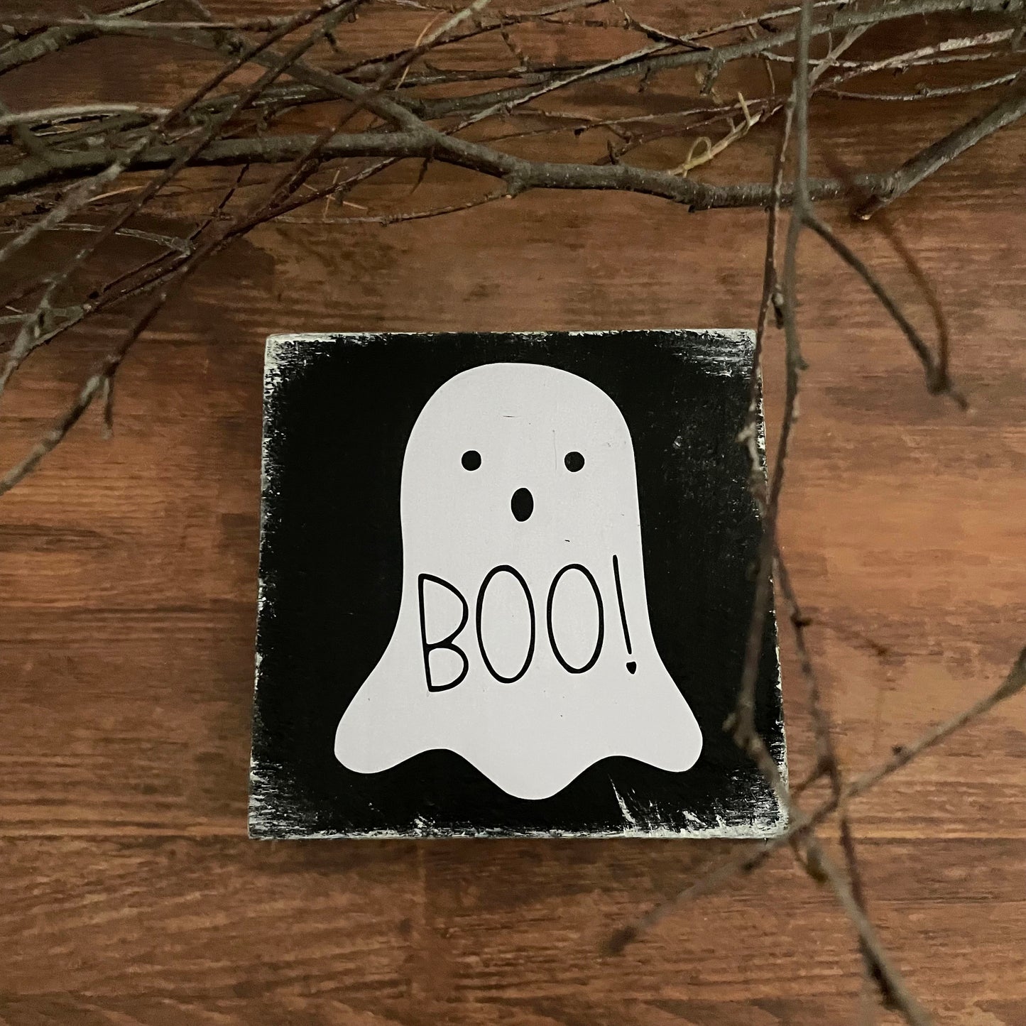 Holzschild mini Halloween BOO & HOCUSPOCUS