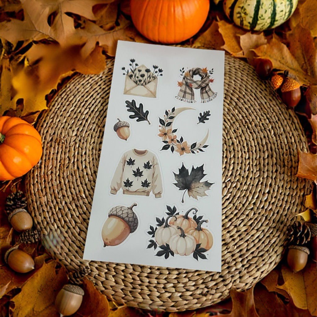 Stickerbogen Herbstliebe beige schwarz