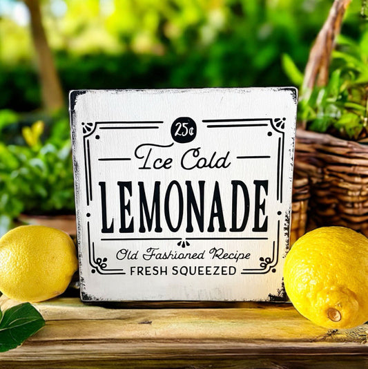 Holzschild Farmhouse Ice Cold Lemonade Dekoschild