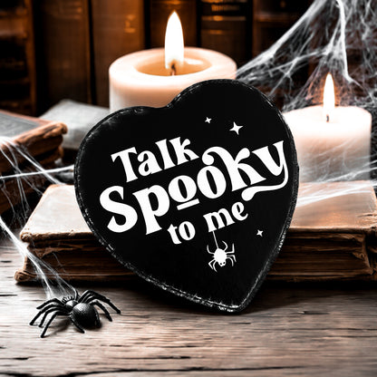 Holzschild Herz Talk spooky to me Valloween