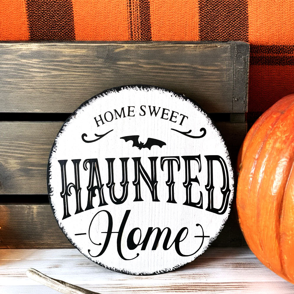 Holzschild Halloween Farmhouse Home sweet haunted home