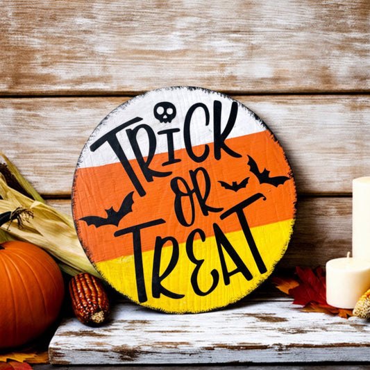 Holzschild Halloween Farmhouse Trick or Treat Candycorn