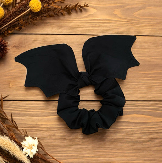 Scrunchie mit Schleife Fledermaus schwarz gothic