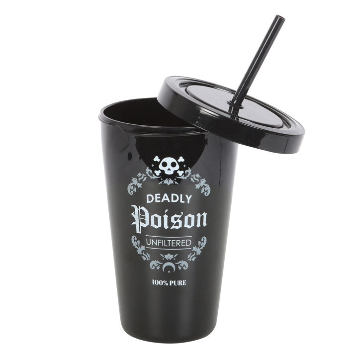 Trinkbecher Deadly Poison Tumbler mit Strohhalm Kunststoff schwarz gothic