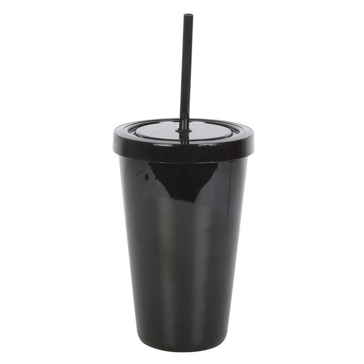 Trinkbecher Deadly Poison Tumbler mit Strohhalm Kunststoff schwarz gothic