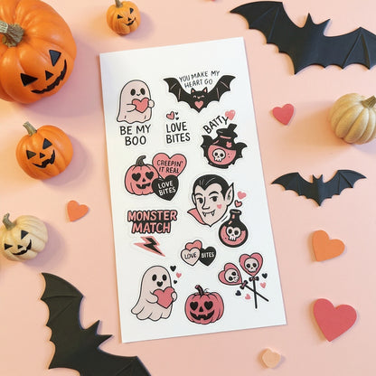 Stickerbogen Valloween – Spooky Cute Valentinstag Sticker