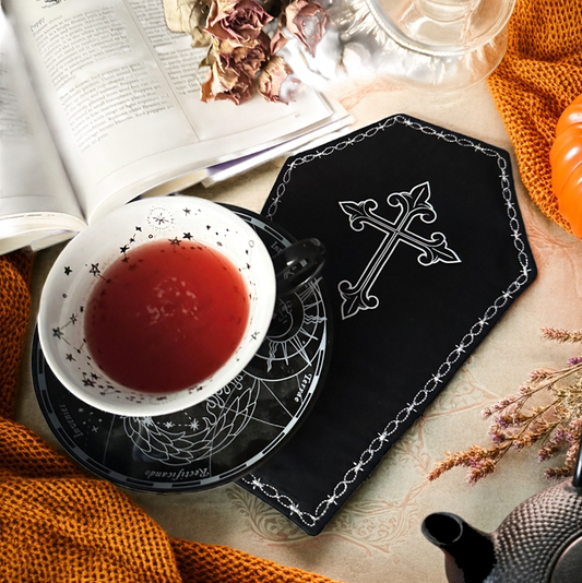 Mug Rugs Untersetzer Coffin Platzdeckchen Sarg gothic