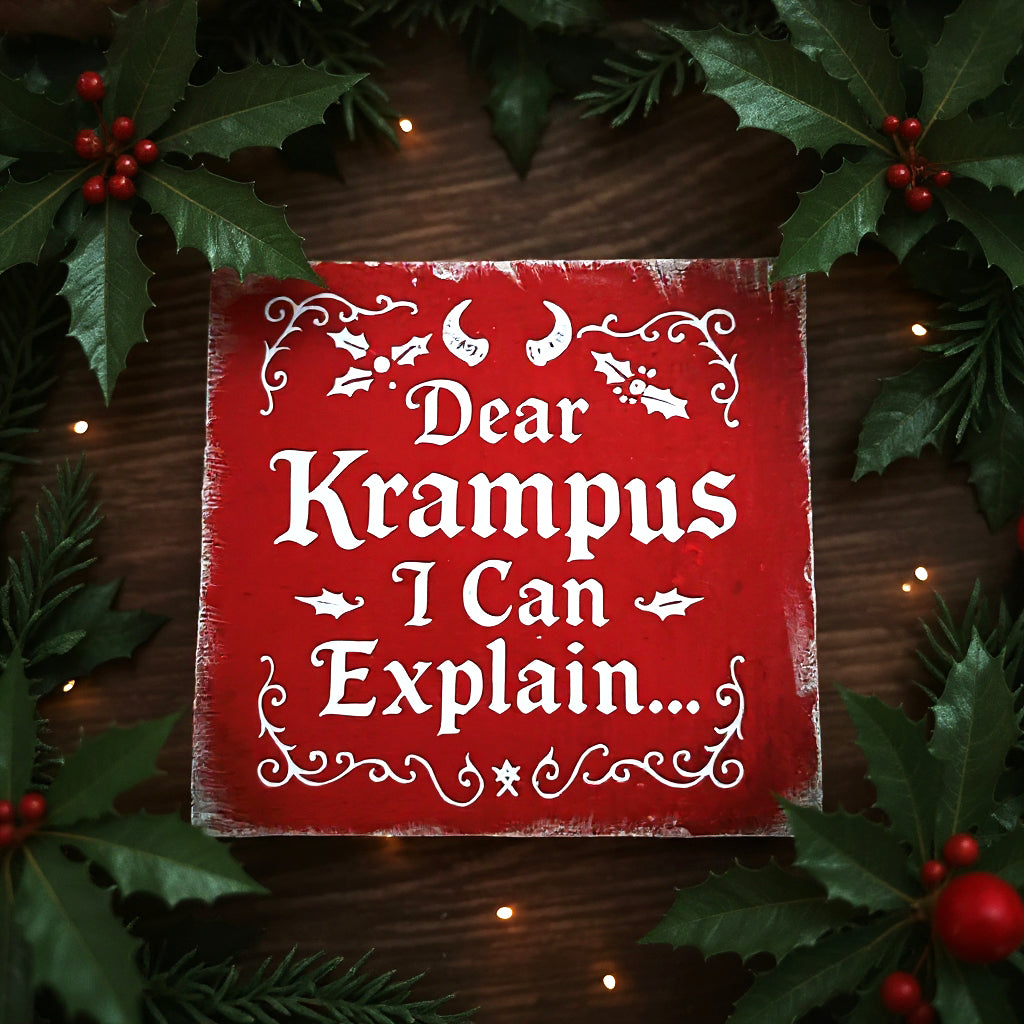 Mini Holzschild Krampus I can explain