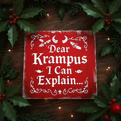 Mini Holzschild Krampus I can explain