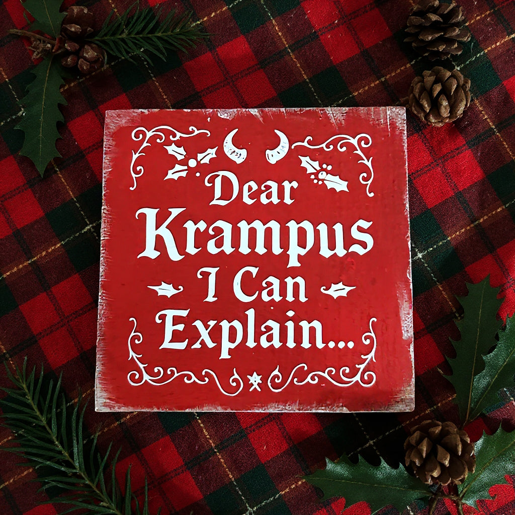 Mini Holzschild Krampus I can explain