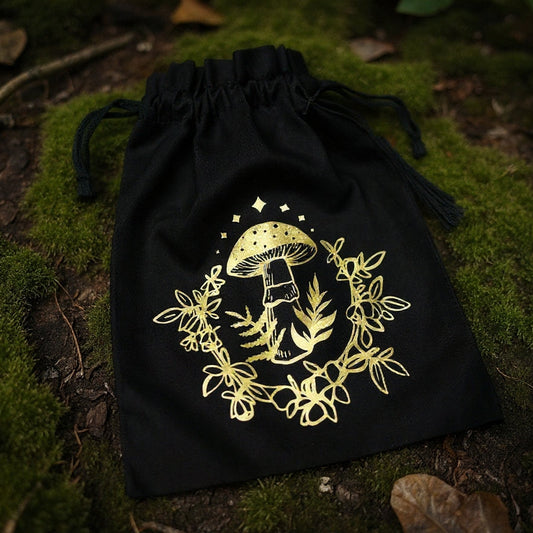 Sammelbeutel für Kräuter Cottagecore Pilze gold