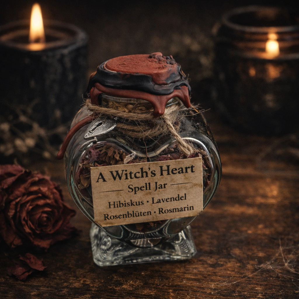 A Witch’s Heart – Spell Jar | Valloween Deko mit Hibiskus, Lavendel & Rosenblüten